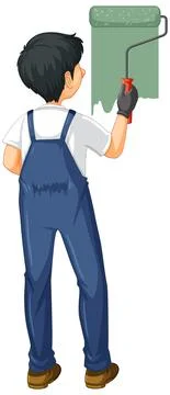 Back of painter construction worker Stock Illustration