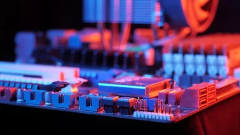 Back panel of the motherboard with USB, LAN, macro slider shot 库存影片 107004146