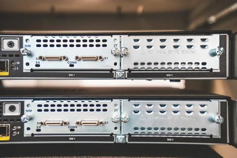 Back Panel of Network Interface Modules, Data Connectivity Stock Photos