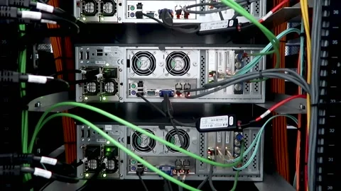 Back panel of  server room of the data center Stock Footage 92245621