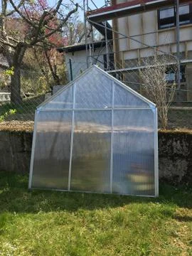 Back part of a greenhouse Stock Photos