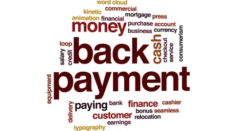 Back payment animated word cloud. Kinetic typography. Stock Footage 116621395