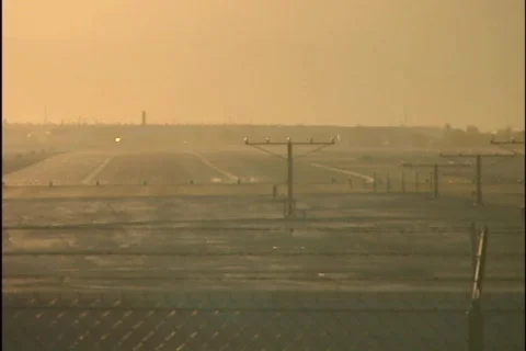 Back of Plane Landing on a Runway Stock Footage 160182