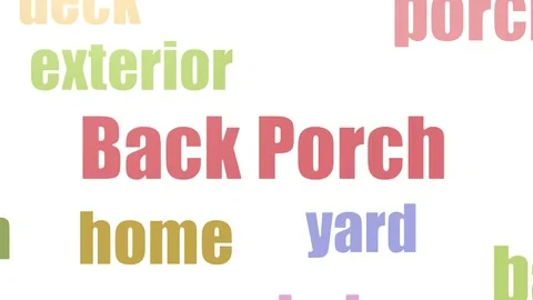 Back Porch Tag Cloud Animated Isolated On White Stock Footage 107242120