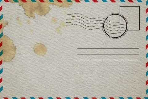 The back of the postcard is blank and appears to be old and dirty. Stock Photos