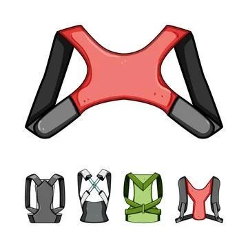 Back posture corrector types improving spinal alignment Stock Illustration
