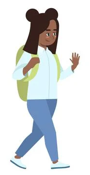 Back to primary school semi flat RGB color vector illustration イラスト素材