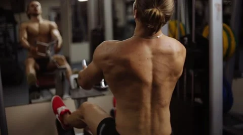 Back pull in gym machine Stock Footage 55008017
