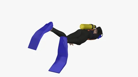 BACK RIGHT VIEW OF SEA DIVER SWIMMING UNDERWATER ANIMATION EMBEDDED ALPHA Vídeos de archivo 98663313