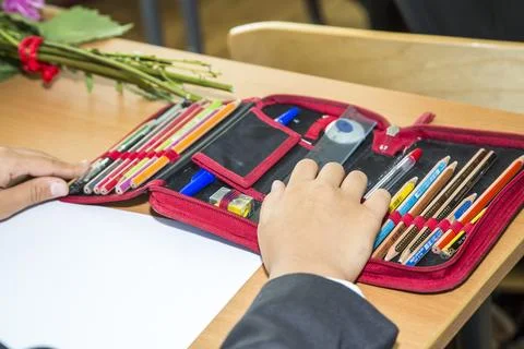 Back to school 1 September objects and elements for school Stock Photos