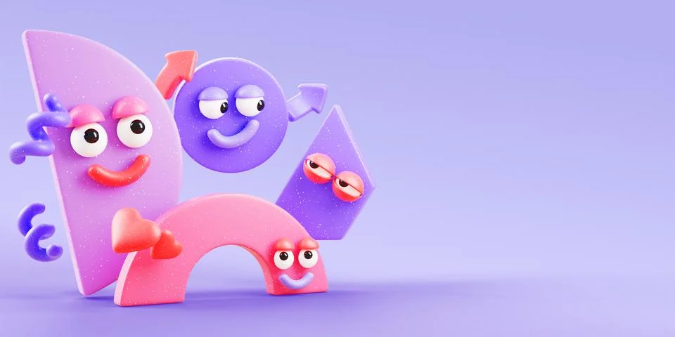 Back to school 3D background with geometric shape characters. Cute funny circle イラスト素材