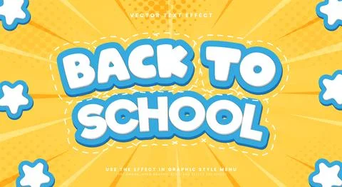 Back to school 3d editable text effect template Stock Illustration
