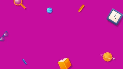 Back to school 3D elements Animation icons popping up to add text in the Stock Footage 265458492