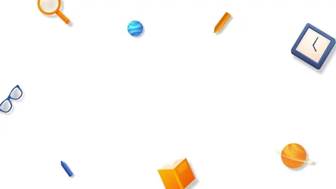 Back to school 3D elements Animation icons popping up to add text in the Stock Footage 265458564