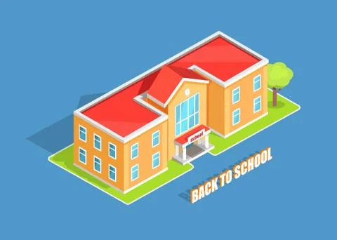 Back to School 3D Illustration Isolated on Blue Stock Illustration