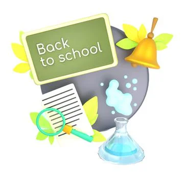 Back to school. 3d rendering Illustrazione stock