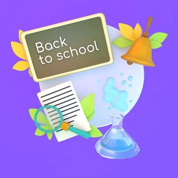 Back to school. 3d rendering Stock Illustration