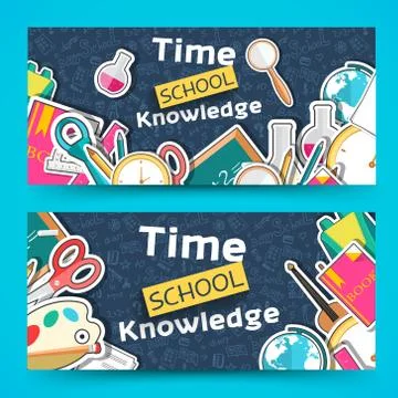 Back to school abstract background of flat icons notebook concep Stock Illustration