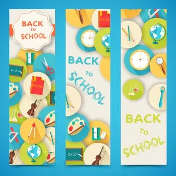 Back to school abstract background of flat icons notebook concep Stock Illustration