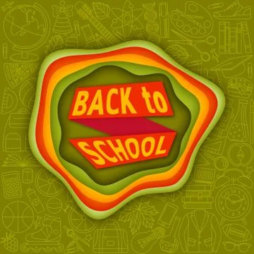 Back to school abstract background with paper cut shapes. Modern origami design Stock Illustration