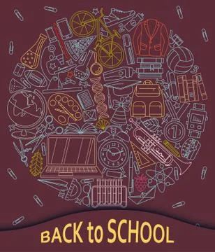 Back to school abstract background with paper cut shapes. Modern origami design Stock Illustration