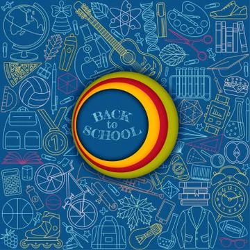 Back to school abstract background with paper cut shapes. Modern origami design Stock Illustration