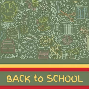 Back to school abstract background with paper cut shapes. Modern origami design Stock Illustration