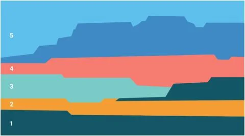 Back to School Abstract layered horizontal landscape design in flat vector .. 스톡 일러스트