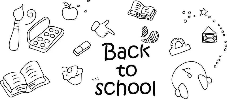 Back to school with accessories on a white background Stock Illustration