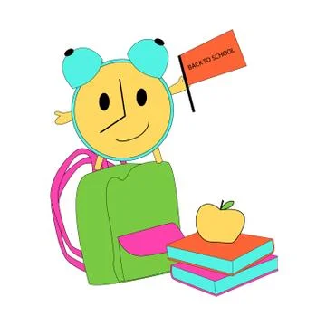 Back to school. Alarm clock with a flag. Stock Illustration