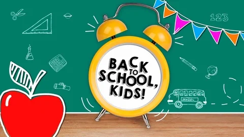 Back to school alarm clock Video stock 112986370