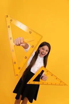 Back to school. algebra and geometry. kid study math. angle degree. trigonometry Stock Photos