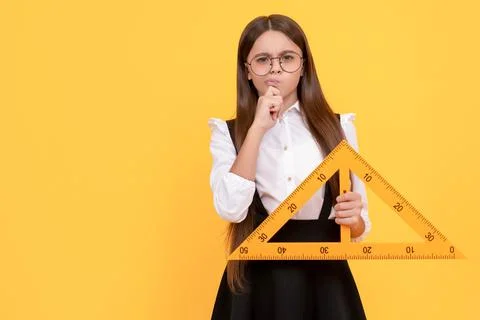 Back to school. algebra and geometry. kid glasses study math. angle degree Stock Photos