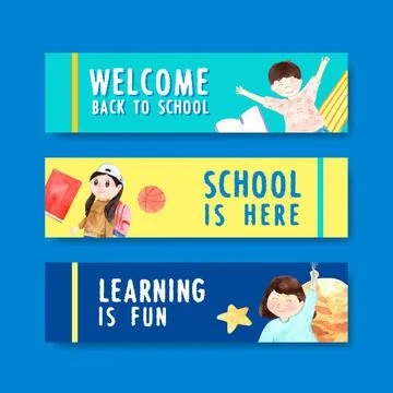 Back to school and education concept with banner template for brochure and ma Stock Illustration