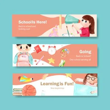 Back to school and education concept with banner template for brochure and ma Stock Illustration
