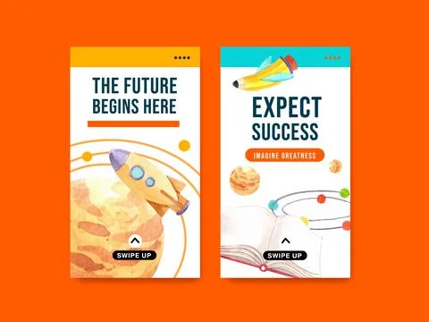 Back to school and education concept with instagram template for social media Stock Illustration