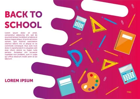 Back to School and Education Template Banners Set. Modern Flat Style Design Stock Illustration