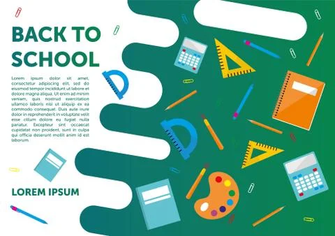 Back to School and Education Template Banners Set. Modern Flat Style Design Stock Illustration