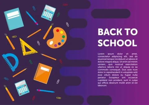Back to School and Education Template Banners Set. Modern Flat Style Design Stock Illustration