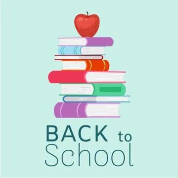Back to school and education vector illustration. Cartoon stack of books with Illustrazione stock