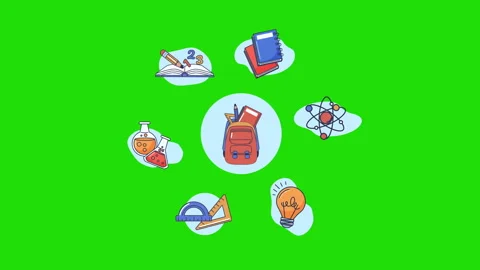 Back to School Animated Education elements Motion Graphics Pack on Green Stock Footage 263524519