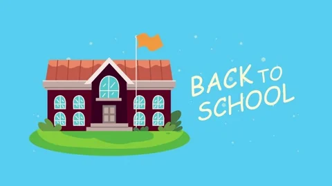 Back to school animated graphic featuring a cute school building illustrati.. Stock Footage 339214841