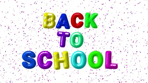 Back to school animated text greeting back to school colorful balloons conf.. Stock Footage 266035272