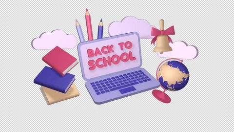 Back to school, animated title on alpha Stock Footage 340989166
