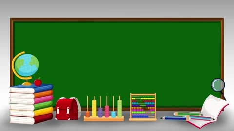 Back to school animation with books, globe, backpack and abacus on green ch.. Stock Footage 333486639