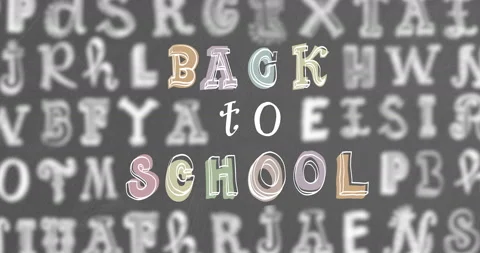 Back To School animation. Handwritten typescript with random letters of alphabet Stock Footage 112370097