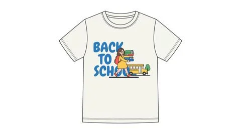 Back to school apparel design with student and bus education learning Stock Illustration