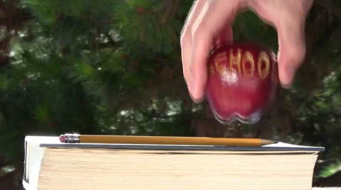 Back to school apples lining up V4 - HD Stock Footage 5299155