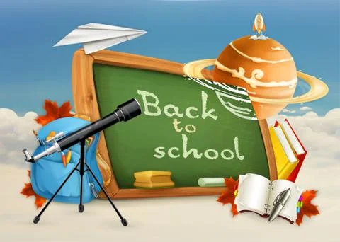 Back to school, astronomy lessons, studying and teaching, education and knowl Stock Illustration