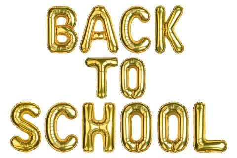 Back to school. Back 2 School balloons. Yellow Gold foil helium balloon Stock Photos